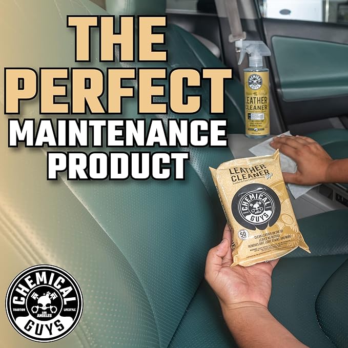 Chemical Guys PMWSPI20850 Leather Cleaner Wipes Mega 100 Pack for Car Interiors, Furniture, Boots, and More, Works on Natural, Synthetic, Pleather, Faux Leather and More, (50 Ct)