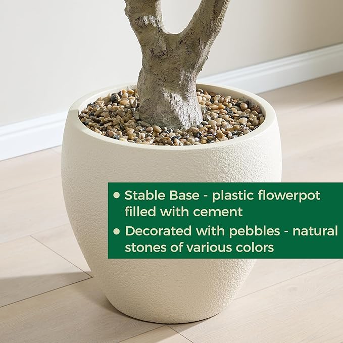 8 FT Large Luxury Artificial Ficus Tree, Tall Faux Banyan Tree with Planter, Extra Lush Stereoscopic Shape, 5 Minutes Easy Set-up, Realistic Tree Trunk & Lifelike Leaves, Home Office Décor
