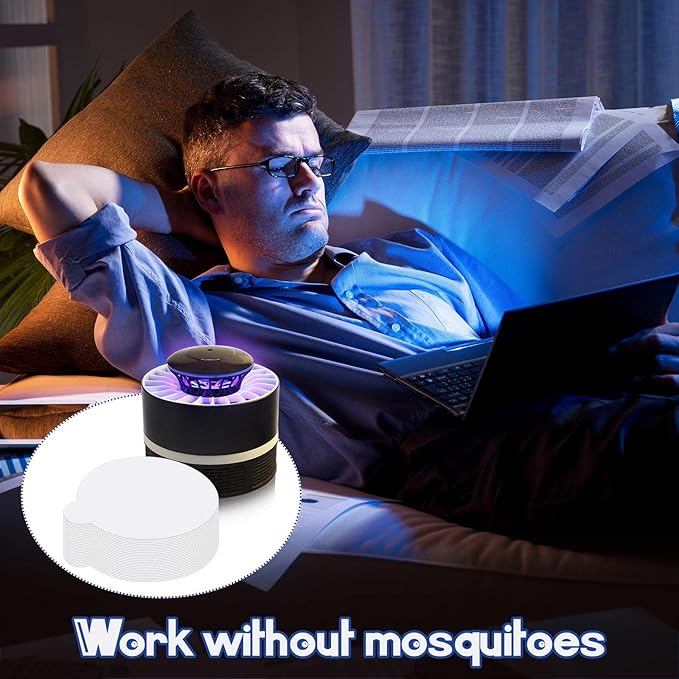48 Pack Insect Trap Refillable Glue Boards Round Sticky Fruit Fly Trap Mosquito Fly Killer Pest Control Traps for Mosquitoes Fruit Flies Gnats Moths Fits Most Models Indoor Outdoor Lamp