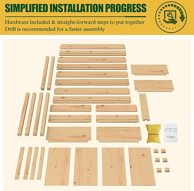 72x23x30in Raised Garden Bed with Legs, Outdoor Elevated Wood Planted Box with Divider Panel & Drainage Hole for Vegetable Flower, Backyard and Patio, Natural