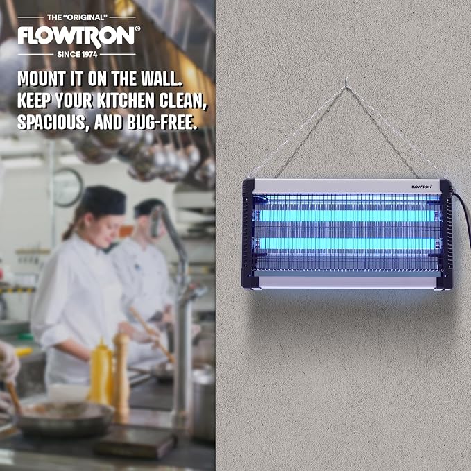 Flowtron Indoor Bug Zapper: 3000V Electric Insect Killer & Mosquito Trap - 1000 Sq Ft Coverage - 30W Dual UV Light Fly Zapper for Kitchen, Bedroom, RV & Restaurant - Safe Gnat & Moth Killer