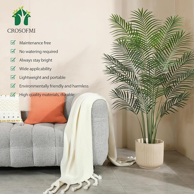 Artificial Areca Palm Plant 5.5Ft Fake Tropical Palm Tree, Perfect Faux Dypsis Lutescens Plants in Pot for Indoor Outdoor House Home Office Garden Modern Decoration Housewarming Gift,2Pcs