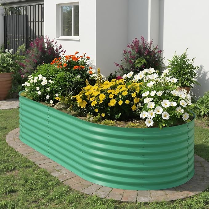 4x2x2 ft Galvanized Raised Garden Bed Outdoor, 24 in Tall Metal Planter Box for Flowers Herbs Vegetables, Rust-Resistant Raised Garden Beds for Gardening, Easy Assembly Outdoor Garden Box & Planters