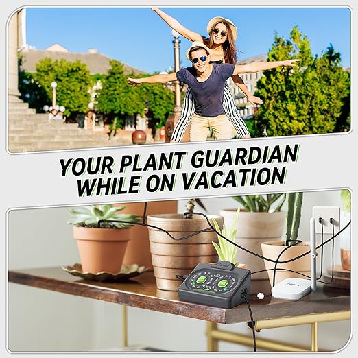 RAINPOINT Smart Drip Irrigation System for Houseplants,WiFi/App Control and Local Control, Dual Powered,Tap Free, Solar auto Watering for Indoor Balcony Grow Tent Water 10-15 Plants