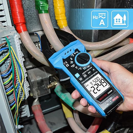 MESTEK Inrush Digital Clamp Meter, TRMS 6000 Counts Multimeter Voltage Tester with VFD & LOZ Mode, 1000A AC/DC Current Amp Meter with Resistance, Capacitance, Diodes, Continuity, Temperature, NCV