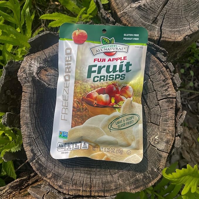 Brothers All Natural Freeze Dried Fruit Crisps, Fuji Apple & Cinnamon, 0.35 Oz (Pack of 24), Made with 100% Fruit, Gluten Free, Soy Free, Vegan, Healthy Snack, Lunch Box Ready