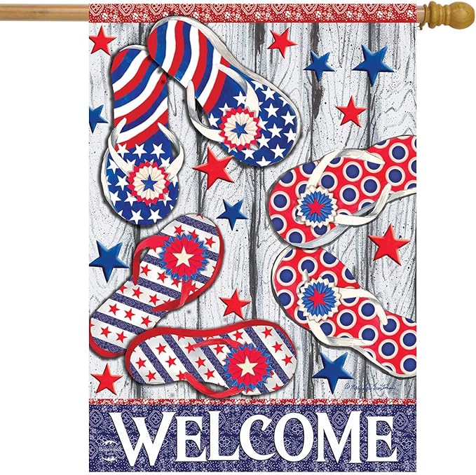 Briarwood Lane House Flag 40x28 For Outdoor Freedom Flip Flops Summer For Summer House Flag