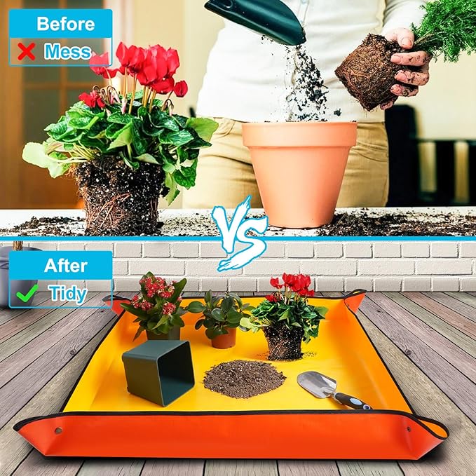 HNXTYAOB 3 Pcs 39.5"X31.5" Large Repotting Mat for House Plants Transplanting and Soil Mix Control, Gardening Gifts for Plant Lovers