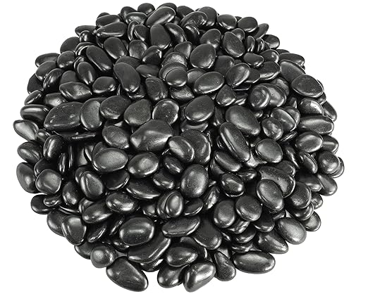 GreenVibe Pebbles for Indoor Plants, 2lbs Black Pebbles 0.5-1.2 Inch Decorative River Rocks for Planters, High Polished Stones for Vase Filler Fish Tank Landscaping Garden
