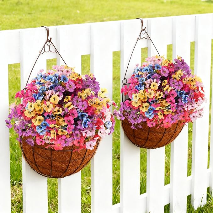 Stymedeca Artificial Flowers for Outdoor Faux Plants for Spring Summer Decoration, UV Resistant Realistic Silk Plastic Fake Flowers Garden Porch Patio Balcony Yard Front Home Decor, 24 Bundles