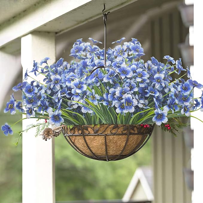 Grunyia 20 Bundles Artificial Flowers, Outdoor Indoor UV Resistant Fake Flowers No Fade Faux Plastic Plants Garden Porch Window Box Decoration