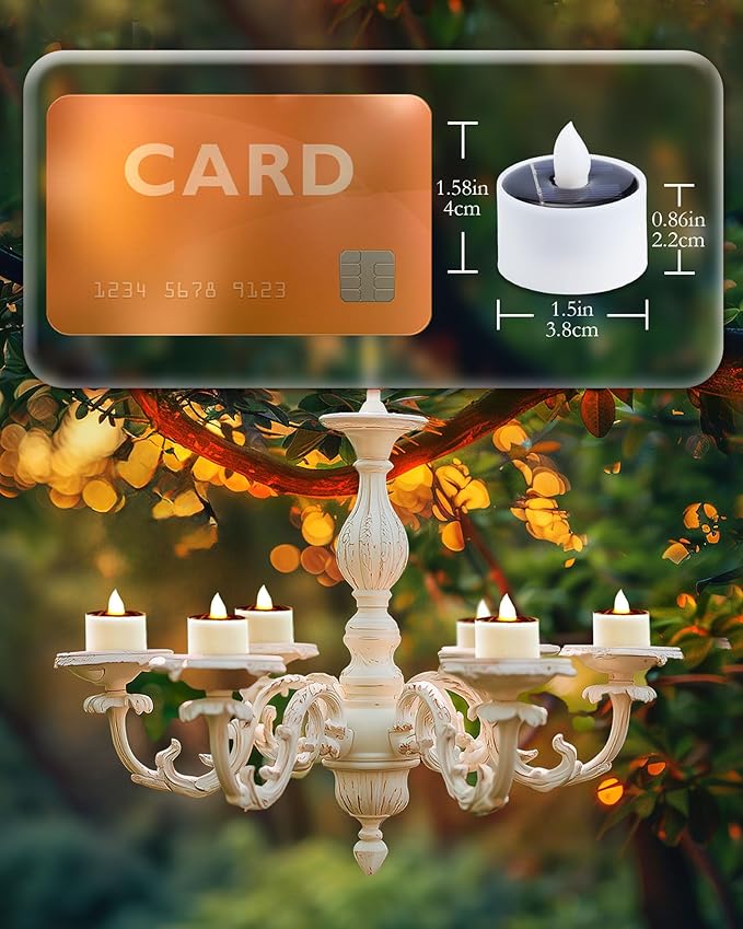 Homemory 8Pcs Solar Tea Lights Outdoor Waterproof, Rechargeable Dusk to Dawn Lighting, Flameless Flickering LED Votive Candles for Fairy Garden Decor, Patio Tables, Christmas Lanterns, Windows