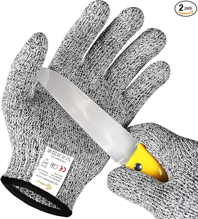 Evridwear Cut Resistant Gloves for Kids 7-9 Years, Level 5 Protection Cutting Gloves Food Grade for Cooking, Whittling, Wood Carving, Gardening and DIY
