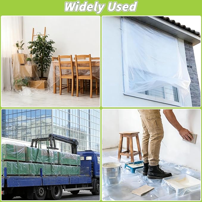 2 PCS Greenhouse Plastic Sheeting 6 Mil, 6.5 x 6.5FT Transparent UV Resistant Polyethylene Film, Tear-Resistant Green House Hoop Cover for Gardening Farming Nursery, Henhouse, Anti-Drip & Weatherproof