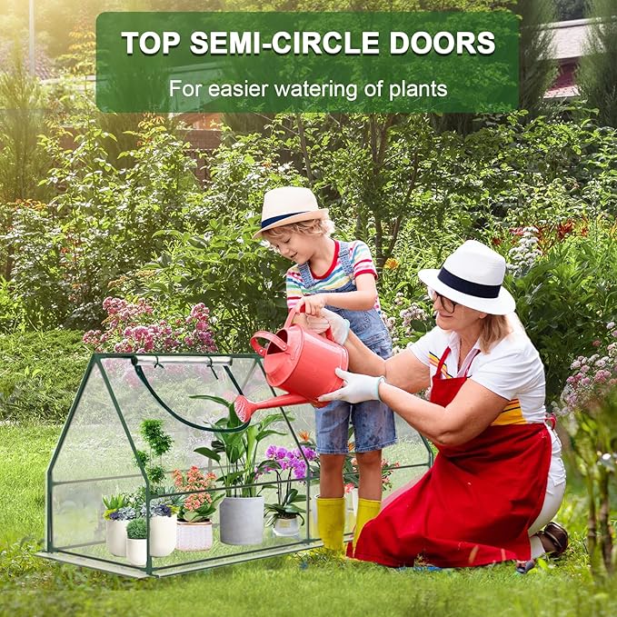 Mini Greenhouse, 47×23×23" Portable Greenhouse for Indoor Outdoor, Small Green House for Plants, Seedling, Germination (Clear, 47x23x23 inch)