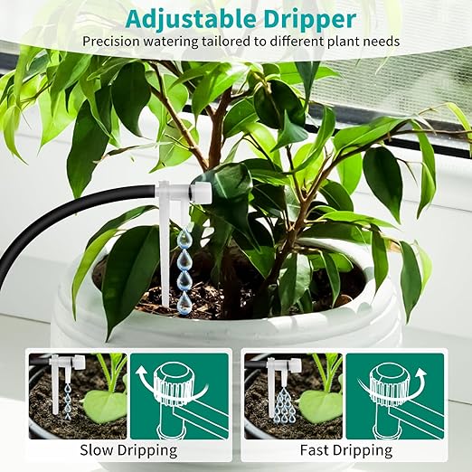 Drip Irrigation Kit System for Garden, WiFi & App Control Self Plant Watering Devices for Indoor Outdoor, Automatic Watering System with 3 Watering Modes/Water Shortage Alert/Weather Forecasting