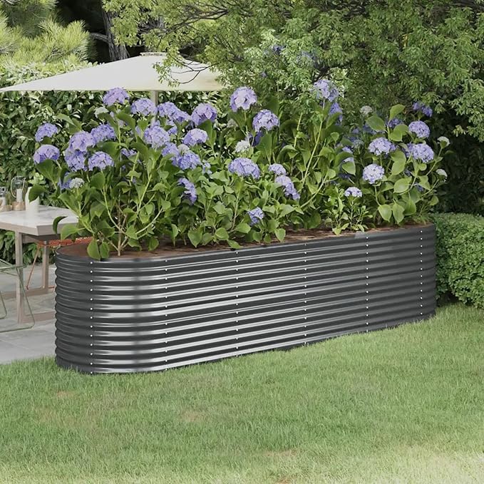 Zateety 9.7ft x 9.7ft Large Metal Raised Garden Bed, Anthracite Grey Galvanized Steel Planter Box,Outdoor Square Gardening Bed for Vegetables, Flowers & Herb Garden (26.8" Deep)