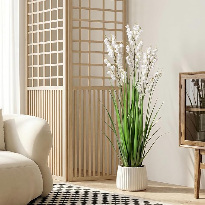 Fake Plants Home Decor Fake Flowers Artificial Plants Outdoor Tall Grass Plant Artificial Pampas Grass Decor Artificial Plants Indoor Fake Grass Living Room Decor Artificial Grass 36“2PCS White