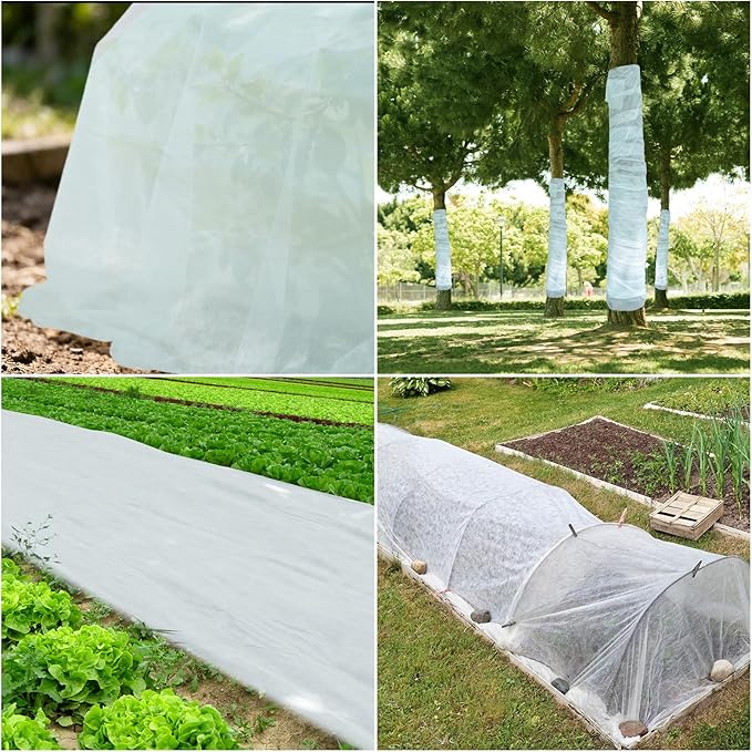 QZXALGS Plant Covers Freeze Protection, 10ft x 33ft Winter Frost Cloth Blankets for Outdoor Plants, 1.05oz/yd² Floating Row Cover Frost Protection for Gardens, Vegetables, Tree, Snow