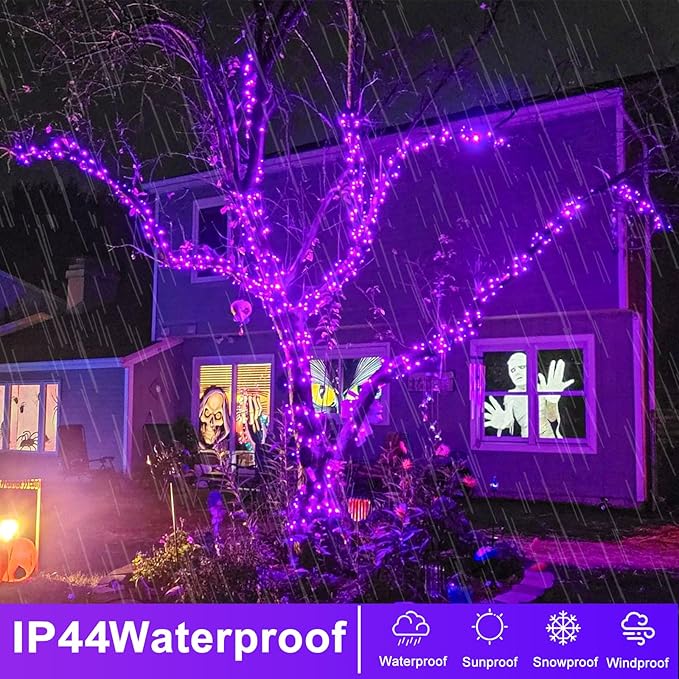 250 LED Purple Christmas Lights 82 FT String Lights Indoor Outdoor 8 Modes Plug in Waterproof Purple String Lights for House Room Christmas Tree Thanksgiving Decorations