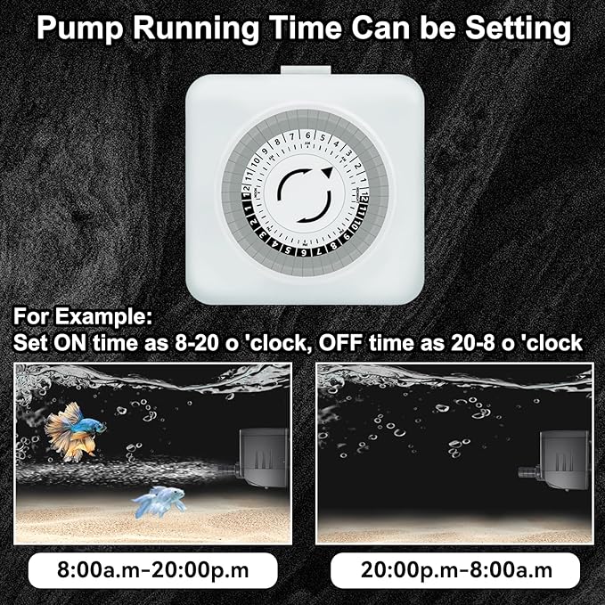 Fountain Water Pump 400GPH with Indoor Mechanical Timer Ultra Quiet 8.2ft High Lift for Fountains, Hydroponics, Ponds, Aquariums & More……