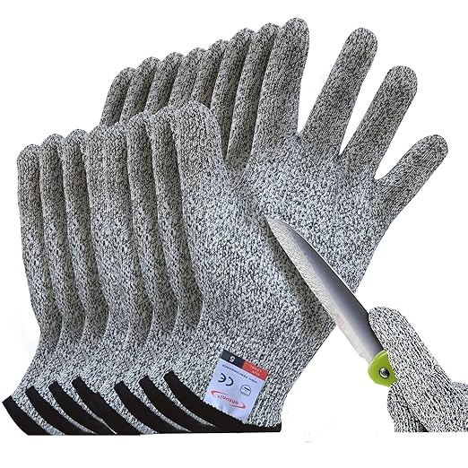 Cut Resistant Gloves, 4 Pairs of Food Grade Cut Resistant Gloves, Cutting Gloves for Kitchen, Oyster Shucking, Fish Fillet Processing, Carving Wood and Gardening(Medium)