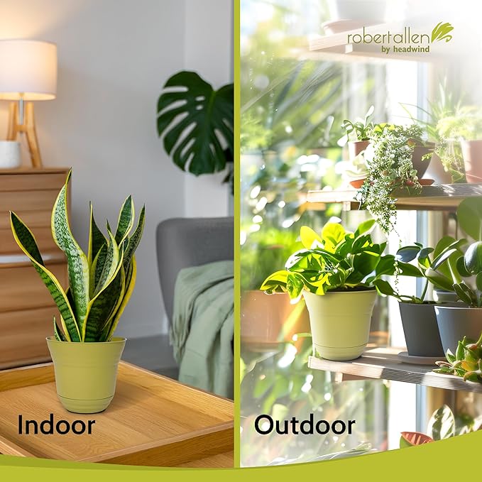 Headwind Traverse Planters – 10" 2 Pack Plastic Plant Pot in Meadow Green - Indoor & Outdoor Pots for Plants with Drainage - Decorative Plant Pot, Flower Pots Outdoor for Garden by Robert Allen