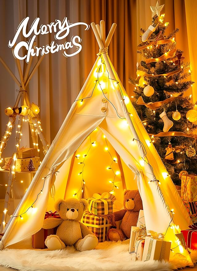 Brightown 2 Pack Each 50 Count 12 Feet Clear Christmas Mini Lights - Green Wire Incandescent Bulb Mini String Lights for Indoor Holiday Xmas Tree Garland Birthday Wedding Party Festival Decoration