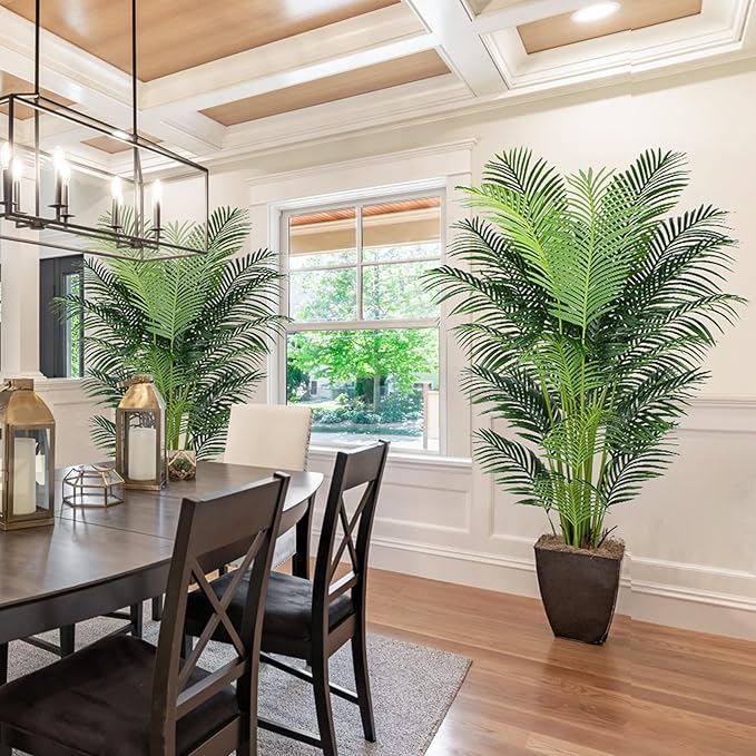 YEPDIN 6 Ft Artificial Tropical Palm Tree With 24 Removable Leaves - Large Faux Plant for Indoors and Outdoors, Silk Housewarming Gift, K185