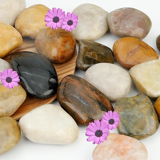 NUPICK 16lb Mix River Rocks for Outdoor Landscaping, 2-3 Inch Pebbles for Indoor Plants, Natural Polished Aquarium Gravel, Decorative Rocks for Succulent, Garden, Vases Fillers, Bird Baths