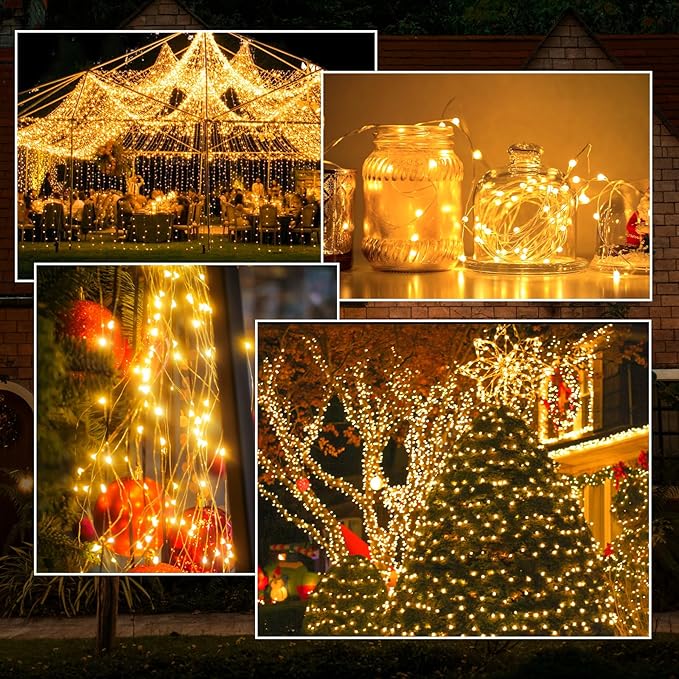 2-Pack 200 LED Solar Fairy Lights Outdoor, Upgraded Oversize Lamp Beads & Super Bright Solar String Lights Outoor, 8 Modes Solar Lights for Garden Patio Decorations