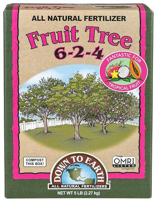 Down To Earth All Natural Fertilizers Organic Fruit Tree - Plant Food for Apples, Pears, Plums and Tropical Fruit Trees 6-2-4, 5 lb