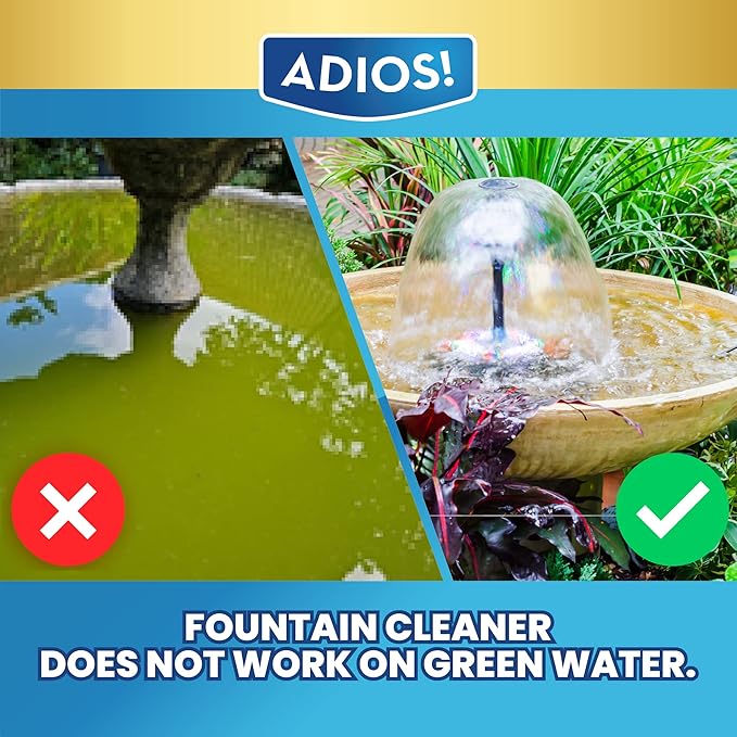 Fountain Cleaner and Clarifier for Outdoor and Indoor Fountains – Safe for Plastic, Metal, Glass and Stone (16oz)
