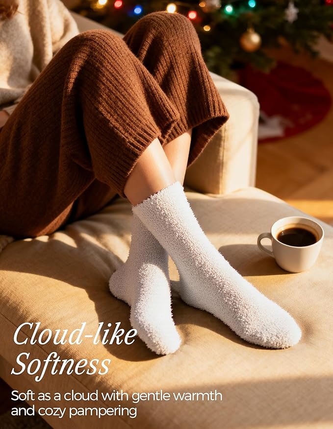 TEHOOK Warm & Cozy Valentines Gifts for Women, Fluffy Fuzzy Plush Sleeping Slipper Socks - Soft Warm Fabric