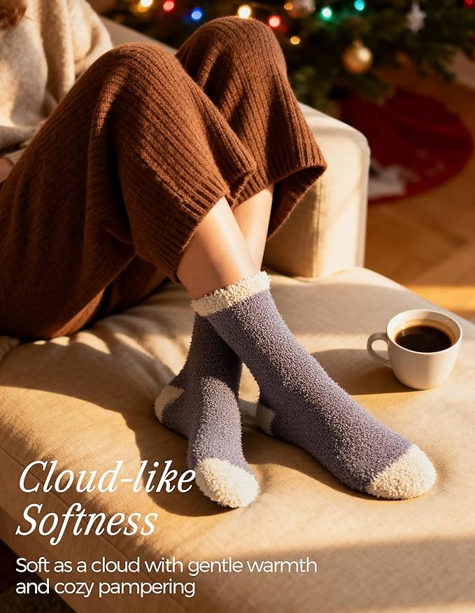 TEHOOK Warm & Cozy Valentines Gifts for Women, Fluffy Fuzzy Plush Sleeping Slipper Socks - Soft Warm Fabric