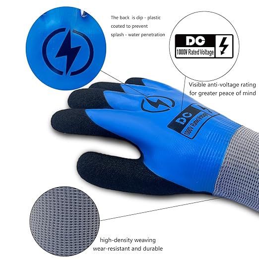 5 Pairs Insulated Electrician Gloves 1000V Voltage Resistant Flame Retardant Work Gloves, Electrical Rubber Non-slip Texture Design for Electricians Prevent Shock