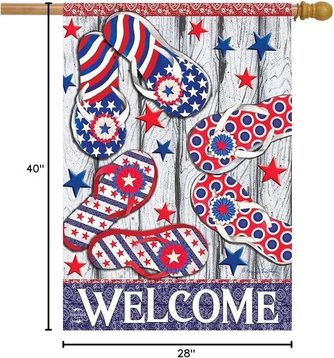 Briarwood Lane House Flag 40x28 For Outdoor Freedom Flip Flops Summer For Summer House Flag