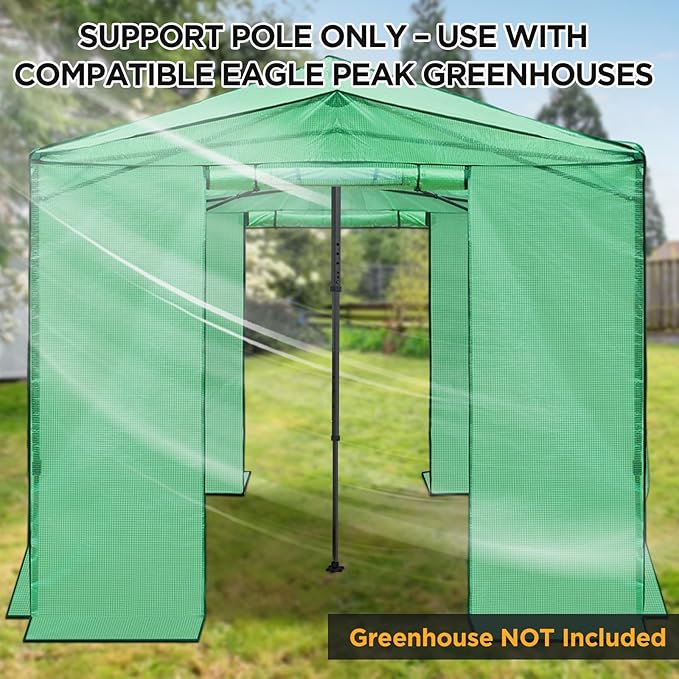 EAGLE PEAK Greenhouse Center Support Pole with Ground Stakes, Peak Reinforcement Bar for Frame Support & Weather Protection, Stabilization Pole for Pop-Up Greenhouses Compatible with Center Lock Hub