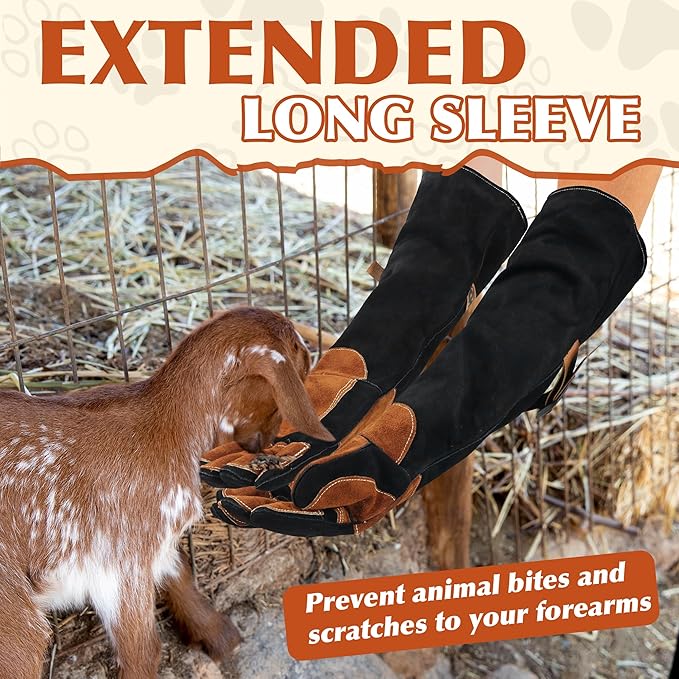 HANDLANDY 24 Inches Animal Handling Gloves Bite-Proof, Scratch-Resistant, Durable Pet Gloves for Dogs, Cats, Falconry