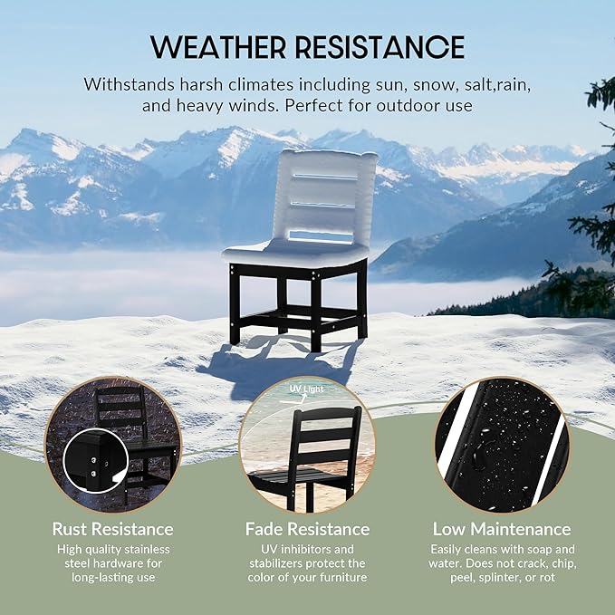 WestinTrends Ashore Outdoor HDPE Patio Classic Armless Dining Side Chair, Black