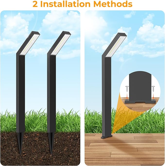 DWELLCOZY Solar Pathway Lights Outdoor 6Pack, 3 Color in 1 Auto On/Off Walkway Lights, 2 Heights, 12H Lasting, IP65 Waterproof Solar Powered Landscape Lighting for Garden, Yard, Driveway.