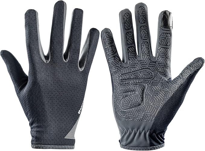 Full Finger Hiking & Cycling Gloves - Thin Gloves for Men & Women - UV Protection, Great for Adult Bikes, Driving & Gym