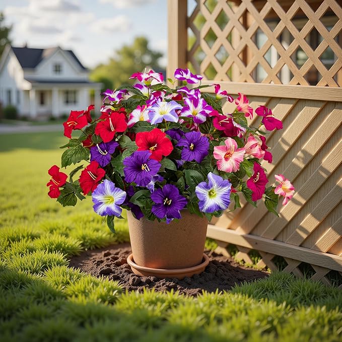 Brlita 19 Inch Artificial Flowers for Outdoor Indoor Garden Home Decoration,Faux Flower for Home Office Garden Patio Balcony 4 Bundles (Multiple Color)
