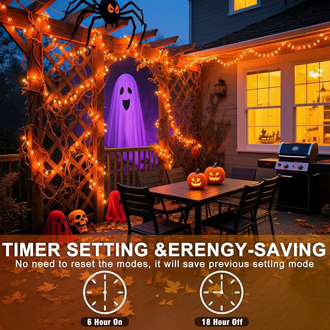 800 LED Christmas Lights Outdoor 262 FT String Lights Indoor Outdoor Clear Wire with 8 Modes Plug in Waterproof Orange String Light for Christmas Tree Party Thanksgiving Decorations