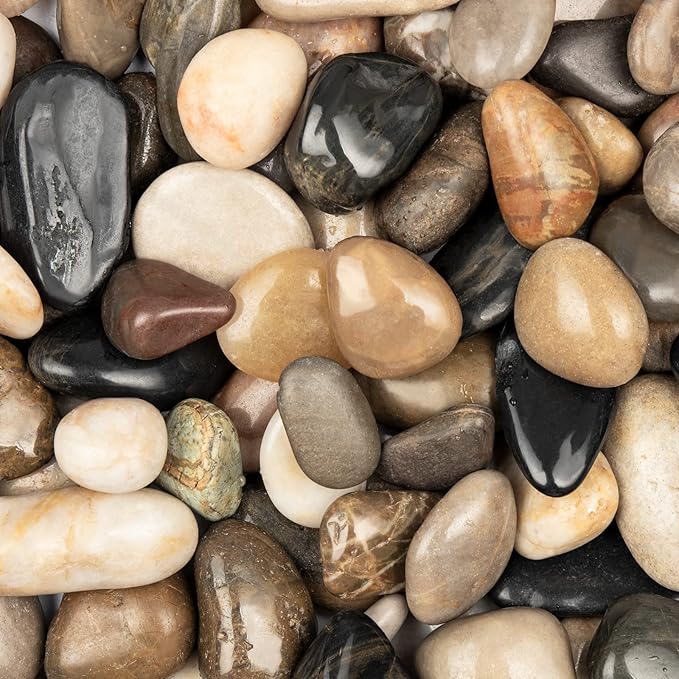 Ausluru 20lbs Mix Natural River Rocks, High-Polished Pebbles for Plants Garden, 1-2 inch Decorative Mix Stones, Ideal for Fish Tank, Vases, Crafting, Home Decor and Garden Landscaping Rocks,Mix