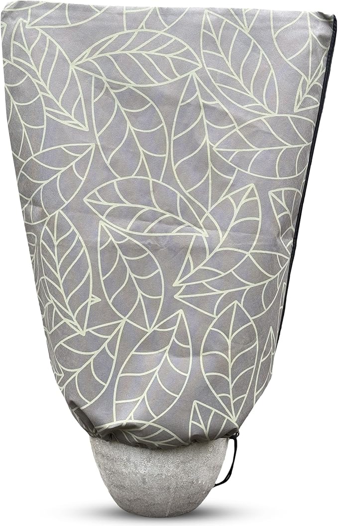 UB-STORE Plant Covers Freeze Protection 24"x32" in 2 Pack | Brown Winter Frost Blankets for Outdoor Plants | Reusable Garden Cover Bags with Zipper Drawstring | Cold Weather Shrub Protection Cloth