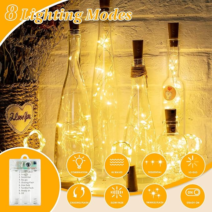 2 Pack Cuttable Fairy Lights Battery Operated, Waterproof 20FT 120LED Twinkle Lights with Timer Indoor Outdoor, Fairy Battery String Light for Bedroom, Classroom, Wedding, Christmas Décor(Warm White)