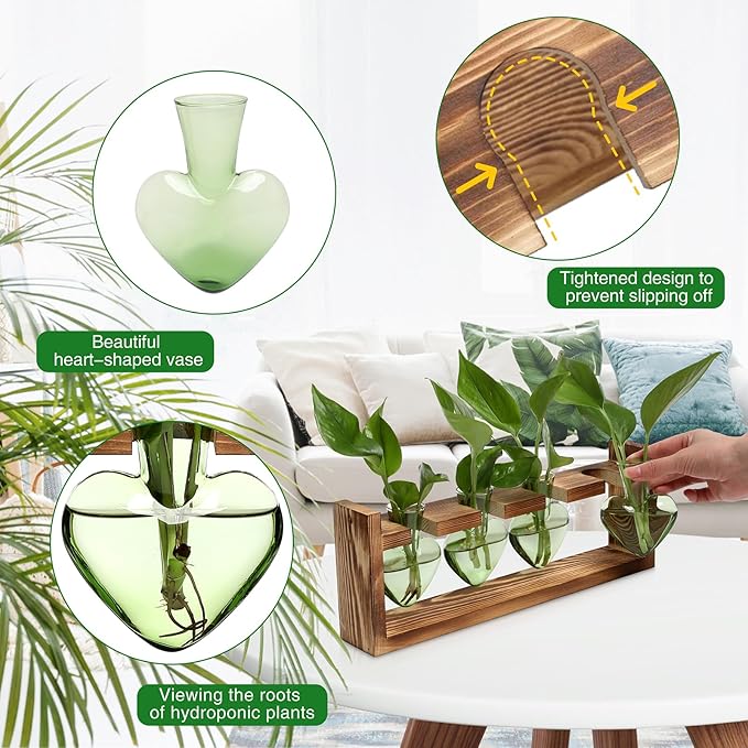 CYZglass Plant Propagation Stations Heart Plant Terrarium Kit Gift for Women Plant Lover Glass Vases