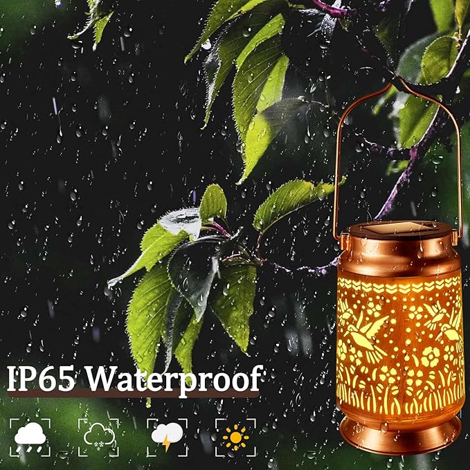 Solar Lanterns Outdoor Waterproof Gifts for Women Grandma Gifts for Mom Dragonfly Projection Garden Decor Solar Hanging Lantern Metal for Patio Yard Festival Pathway Landscape (Dragonfly, 4)