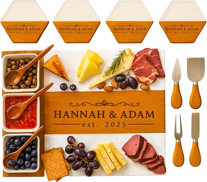 Personalized Charcuterie Board - Custom Large Cheese Boards for Wedding, Anniversary, New Home, Housewarming, Bridal Shower, Birthday, Retirement Gift for Women, Couples, Valentines Day Gifts for Her